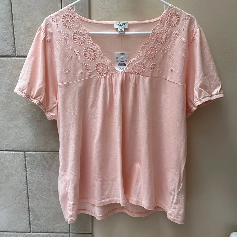 J.Crew cotton top with eyelet lace yoke - Picture 2 of 8